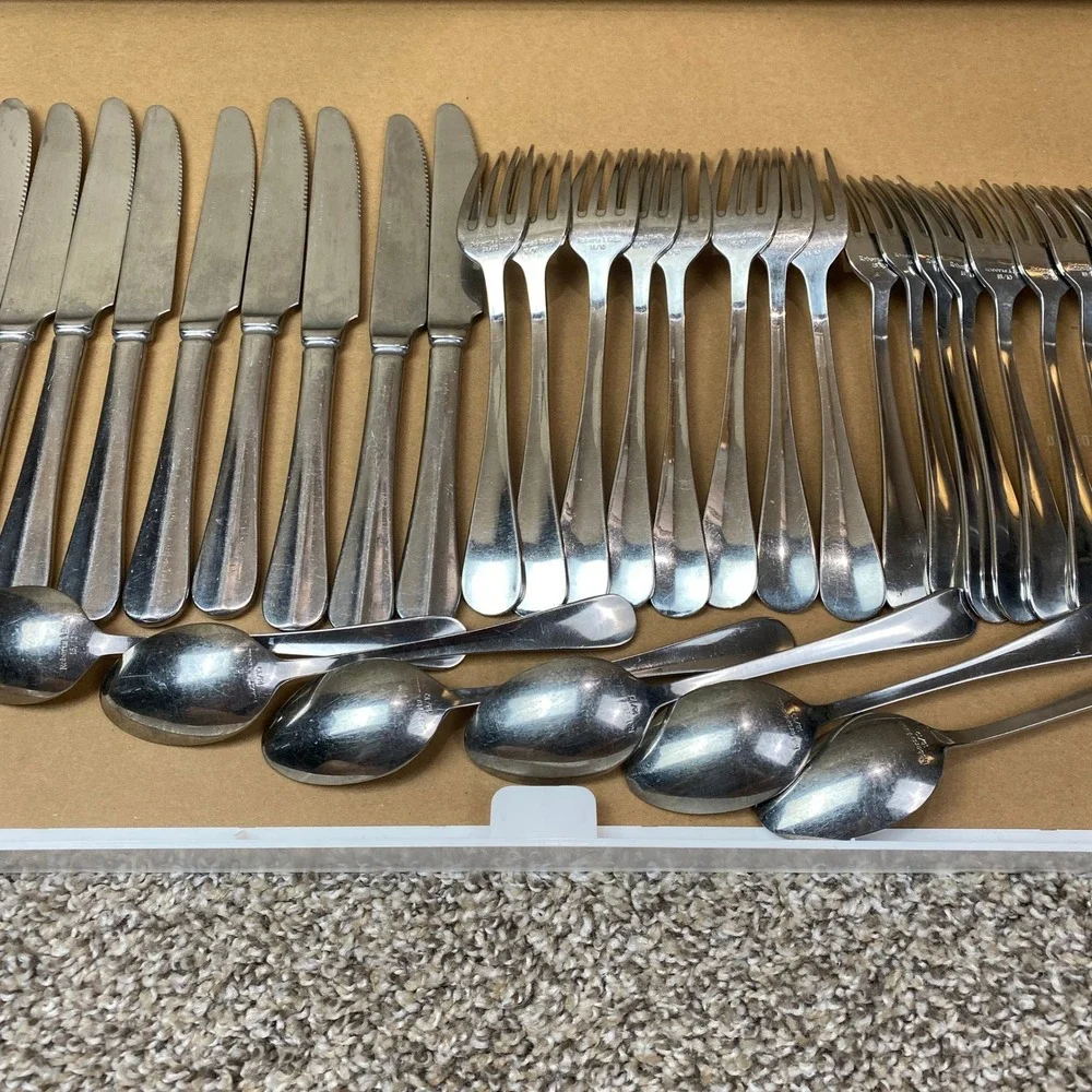Roberts & Belk 18/10 Stainless Steel Flatware Set 33pc Silver Knives Forks Spoon